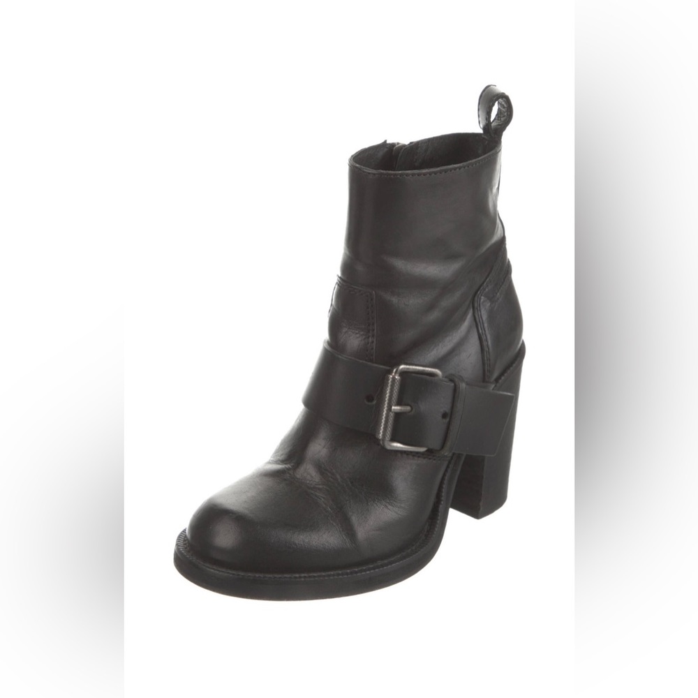 AllSaints Black Leather Ankle Moto Boots size 6